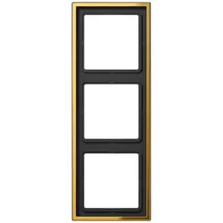 Jung GO2983 Rahmen 3fach, LS 990, Metall goldfarben PVD-beschichtet, goldfarben, senkrechte und waagerechte Montage GO 2983