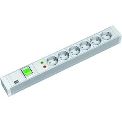 BACHMANN 19Zoll Steckdosenleiste 6f PVC,1 Schalter,ÜSS 333.605