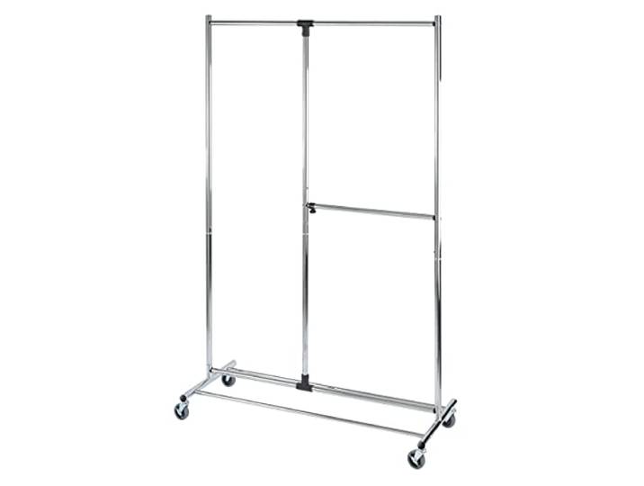 WENKO Porte-vêtements Profissimo - réglable en Hauteur\, 4 roulettes\, Métal chromé\, 116 x 188 x 49 cm\, Chromé