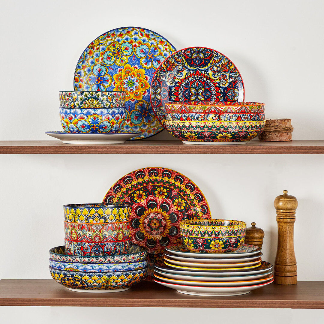 Vancasso LUMII Porcelain China Dinnerware Set Piece - Service for 6 colorful