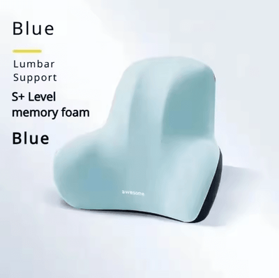 Inspire Picks Memory Foam Lumbar Back Cushion For Car, Office & Gaming Chairs blue 43x10x34cm