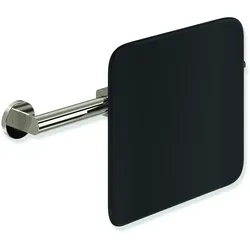 HEWI Rückensstütze System 900, PVD Nickel glänzend, 150 mm tief, Achsmaß 478–578 mm verstellbar, Wandmontage
