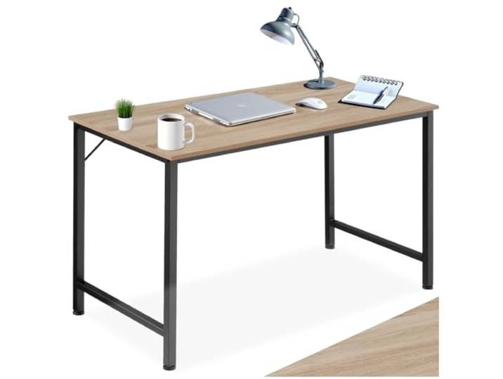 tectake® Schreibtisch, Computertisch, Bürotisch, PC Tisch, Möbel für Arbeitszimmer, Home Office, Büro, Kleiner Schreibtisch, Tischgestell mit Tischplatte - Industrial Holz hell, Eiche Sonoma, 140 cm