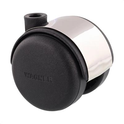 WAGNER Design Möbelrolle/Doppelrolle - HART - Durchmesser Ø 50 mm, schwarz/chrom, Tragkraft 50 kg - 01002201
