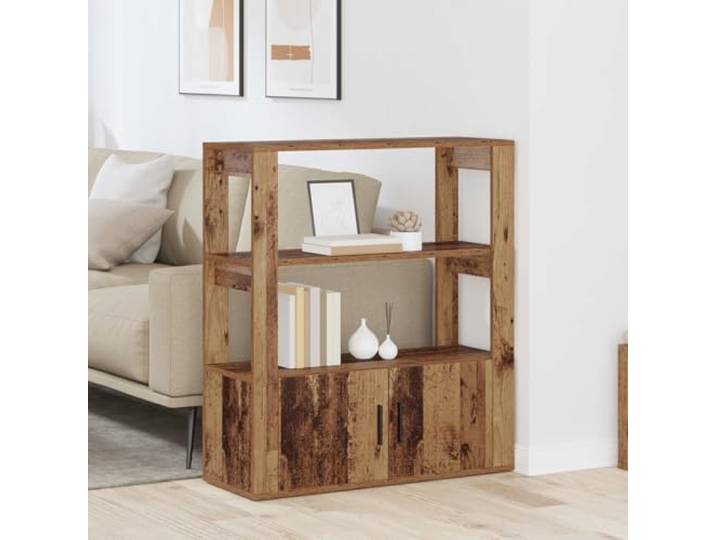 RJPLMFV Anrichte aus Holz, antik, 30 x 80 x 90 cm Holzwerkstoff, glatte Türen, geräumige Regale, Stangengriffe, moderner Stil