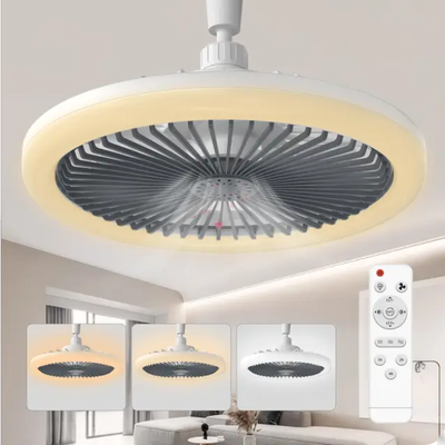 Multicon Wholesale Hub LED Ceiling Fan Light With Remote Control, Adjustable Wind Speed For Bedroom, Kitchen And Home Decoration gray