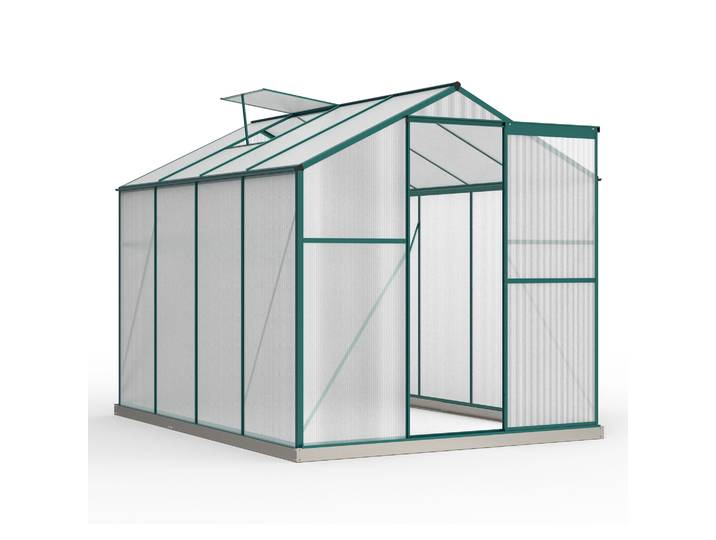 Serre en aluminium avec fond de teint 4,75 m2 - 190 × 253 cm incl. 1 fenêtre de toit et porte coulissante, serre de jardin, maison de plantes