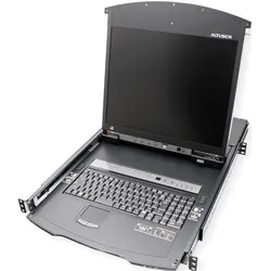 Aten KL1508AiN KVM Over IP Switch, 8 Port, 48cm LCD, VGA, PS/2-USB, DE-Layout, KVM Switch, Schwarz