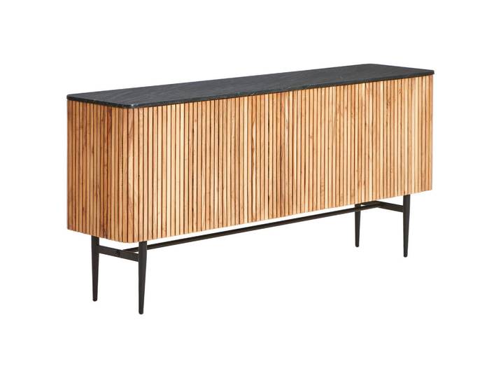 Landscape Sideboard, Schwarz, Akazie, Holz, Metall, Stein, Akazie, Holz, 1 Fächer, 2 Schublade(n) Schubladen, 170x80x40 cm, stehend, Holzmöbel, Kleinmöbel Holz, Holzkommoden, Sideboards Holz