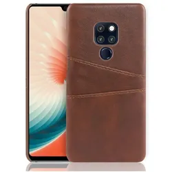 Screenguard Huawei Mate 20 CardCaddy Leder Backcase mit Kartenfächern (Huawei Mate 20), Smartphone Hülle, Braun