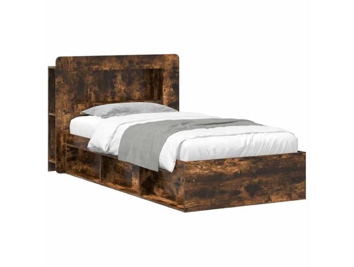 HFXHIJXQ Bettgestell mit Stauraum Kopfteilschrank 100x200 cm Eiche Funktionale Bettkombination fürs Schlafzimmer mit integriertem Kopfteilregal und Lattenrost in moderner Holzoptik.
