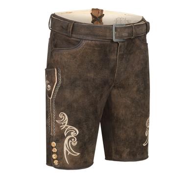 Trachtenlederhose NÜBLER "Lederhosen kurz Latz Hudson", Herren, Gr. 50, EURO, braun, Obermaterial: 100% Lammleder LEL., Hosen