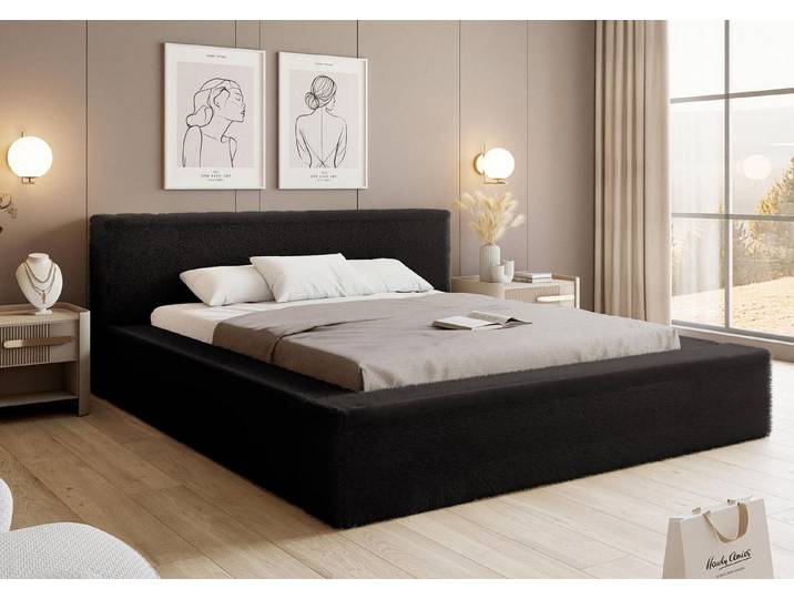Compleo Polsterbett gemütlich, Designerbett, komfortables Bett, gepolstertes Kopfteil mit Bettkasten