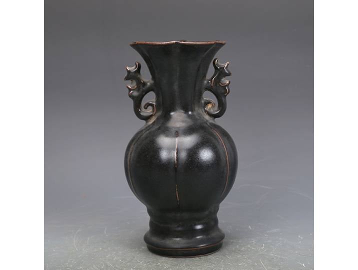 Vase en céramique rustique en porcelaine noire, Vase sur pied, décoration orientale Vintage pour la maison, Collection sombre, ornements en céramique