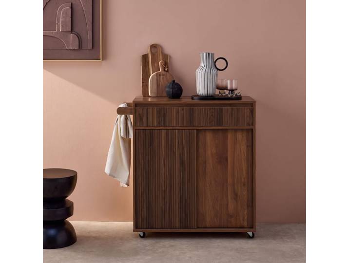 Desserte de cuisine décor bois noyer