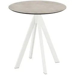 Feros Infinity Terrassentisch Weiß gestell + Moonstone HPL Ø70 cm