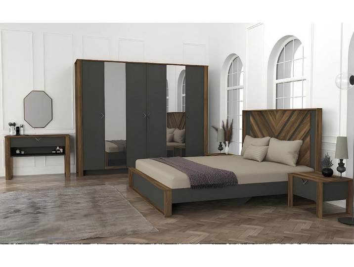 JVmoebel Komplettschlafzimmer Elegantes Schlafzimmer Set in Braun mit hochwertiger Verarbeitung, (Schlafzimmer-Set), Made in Europa