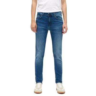 Skinny-fit-Jeans MUSTANG "Damen Style Shelby Skinny", Damen, Gr. 34, Länge 34, blau (502 mittelblau), Denim/Jeans, 95% Baumwolle, 3% Elastomultiester, 2% Elasthan, unifarben, skinny fit, Jeans