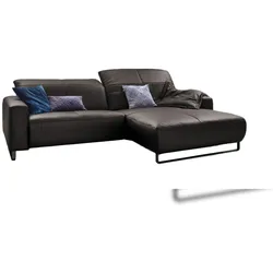 KAWOLA Sofa YORK Leder Life-line grey Recamiere rechts Fuß Metall schwarz