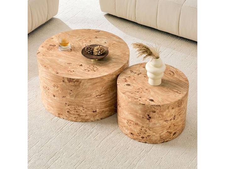 Table basse ronde de 2 set équipé de espace de rangement Table en bois Nesting table MDF Diamètre d'environ 62 8cm/44cm