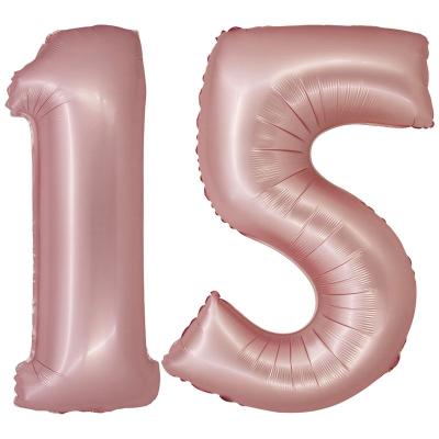 XL Folienballon roségold rosa Zahl 15
