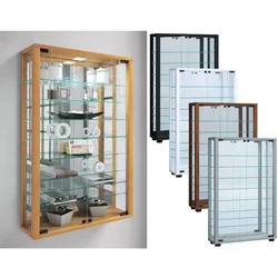 VCM, Vitrine + Buffetschrank, Sammel Wandvitrine Holz Glas Vitrosa Mini Spiegel (59 x 18 x 91 cm)