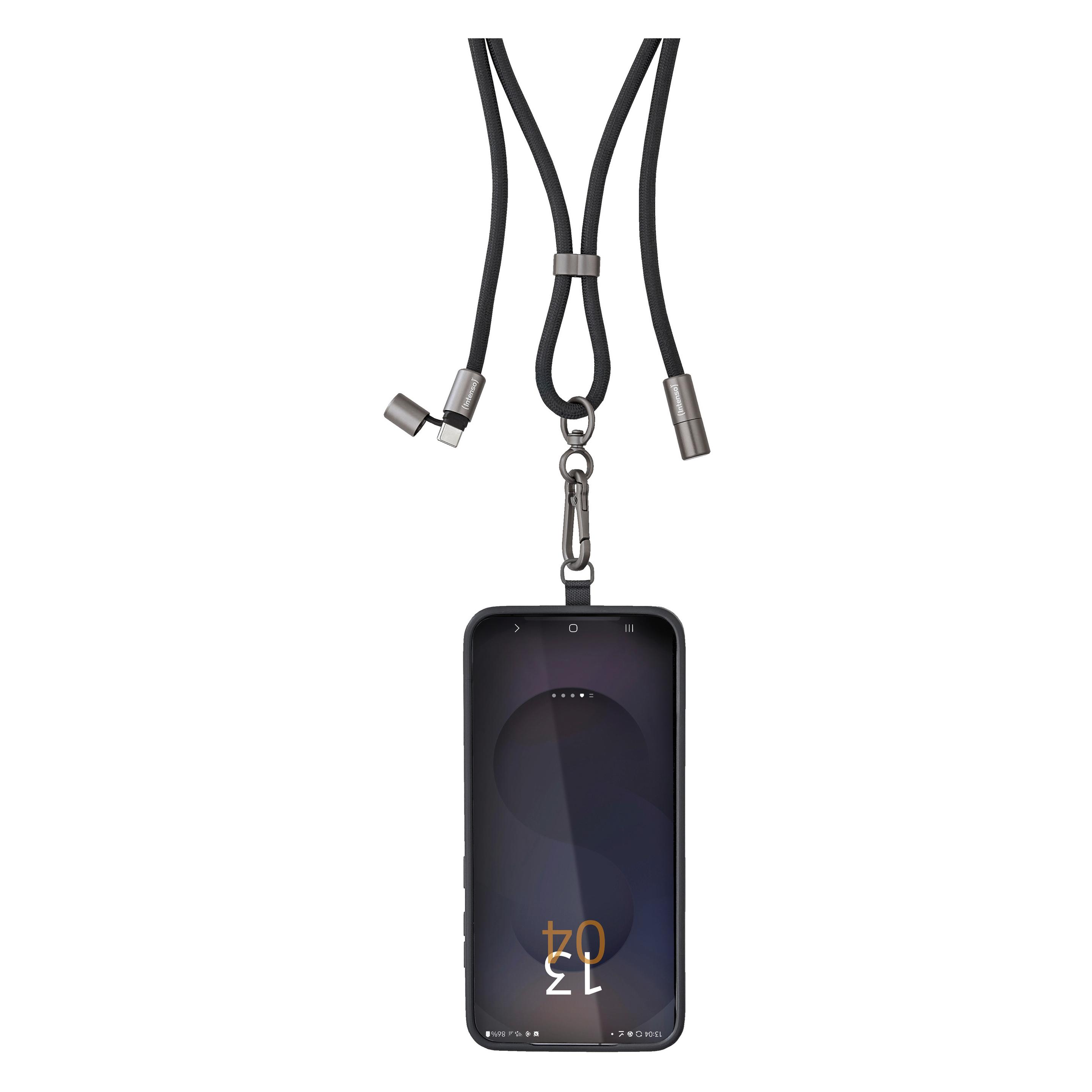 Intenso Handykette als Lade- + Datenkabel USB-C bis 1,65m schwarz (1.65 m, USB 2.0, 60 W) (7991000)