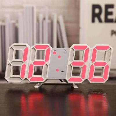 Inspired Finds 3D LED Digital Wall Clock With Adjustable Brightness Night Mode white And Red