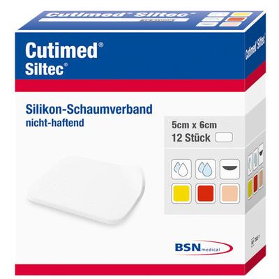 Cutimed Siltec Schaumverb.5x6 cm nicht haftend 12 St Kompressen