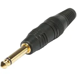 HICON Klinke (6,3mm) 2-pol Metall-Löttechnik-Stecker, Pin vergoldet, gerade, schwarz