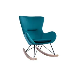 Design-Schaukelstuhl Velours petrol ESKUA