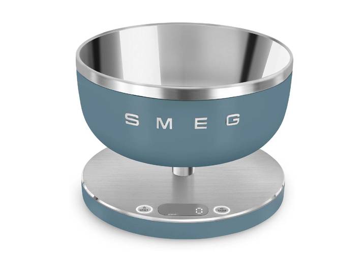 Küchenwaage SMEG KSC01EGMWW , blau, Aluminium, Edelstahl, Kunststoff, Küchenwaagen, Küchenwaage