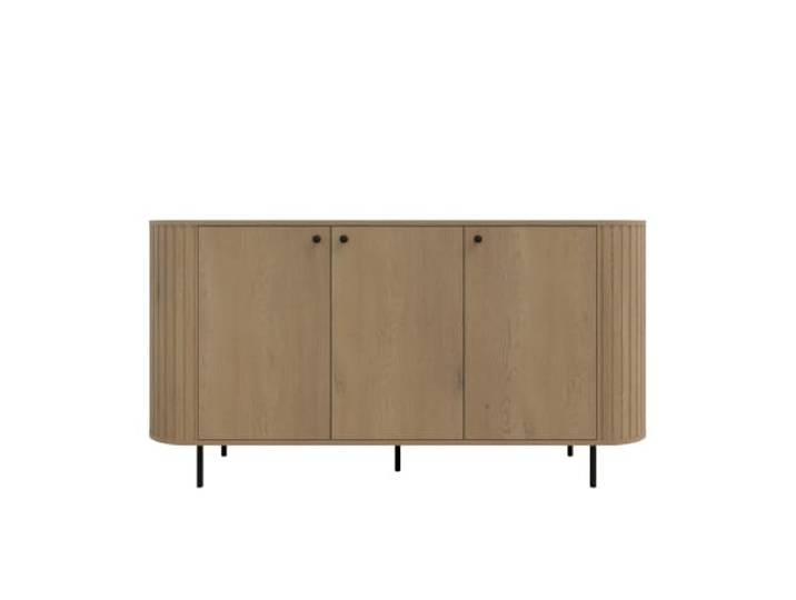 AlpiMeble Kommode Ovalio 164,6X85,4X42,3 cm, mit Regalen, Cremona-Eiche Modern Sideboard mit Geräumige Schränke und Schubladen, Minimalistische Form mit Scharniere mit geräuschlosem Schließsystem
