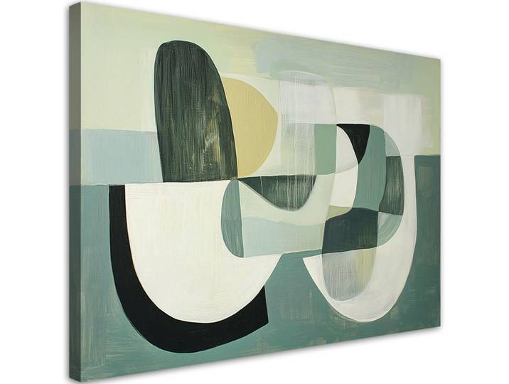 Feeby Wandbild grüne abstrakte geometrische formen, Grün, Abstrakt, Rechteckig, 100x70 cm, Bilder & Rahmen, Bilder, Leinwandbilder
