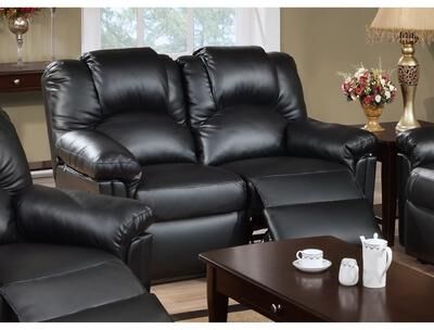 Esofastore Faux Leather Upholstery 1pc Loveseat Black Finish Living Room Furniture