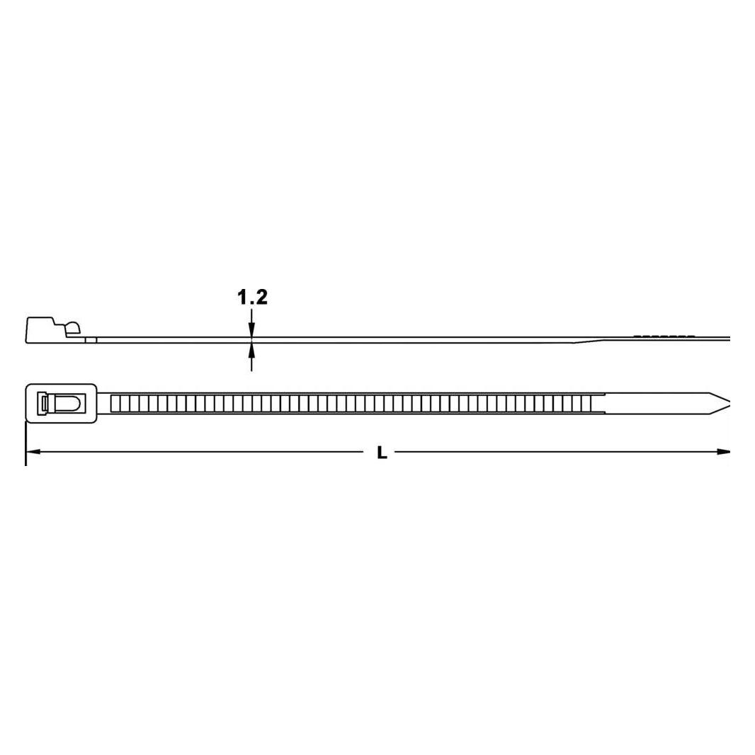 Tru Components Wiederöffnungsbinder (300 mm, 100 Stk.) (1592883)