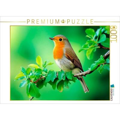 CALVENDO Puzzle Rotkehlchen - Kleiner Sänger im Grünen | 1000 Teile Lege-Größe 64x48cm Foto-Puzzle für glückliche Stunden, von , Calvendo Puzzle