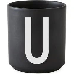 Aj Becher Buchstabe U schwarz aus Porzellan