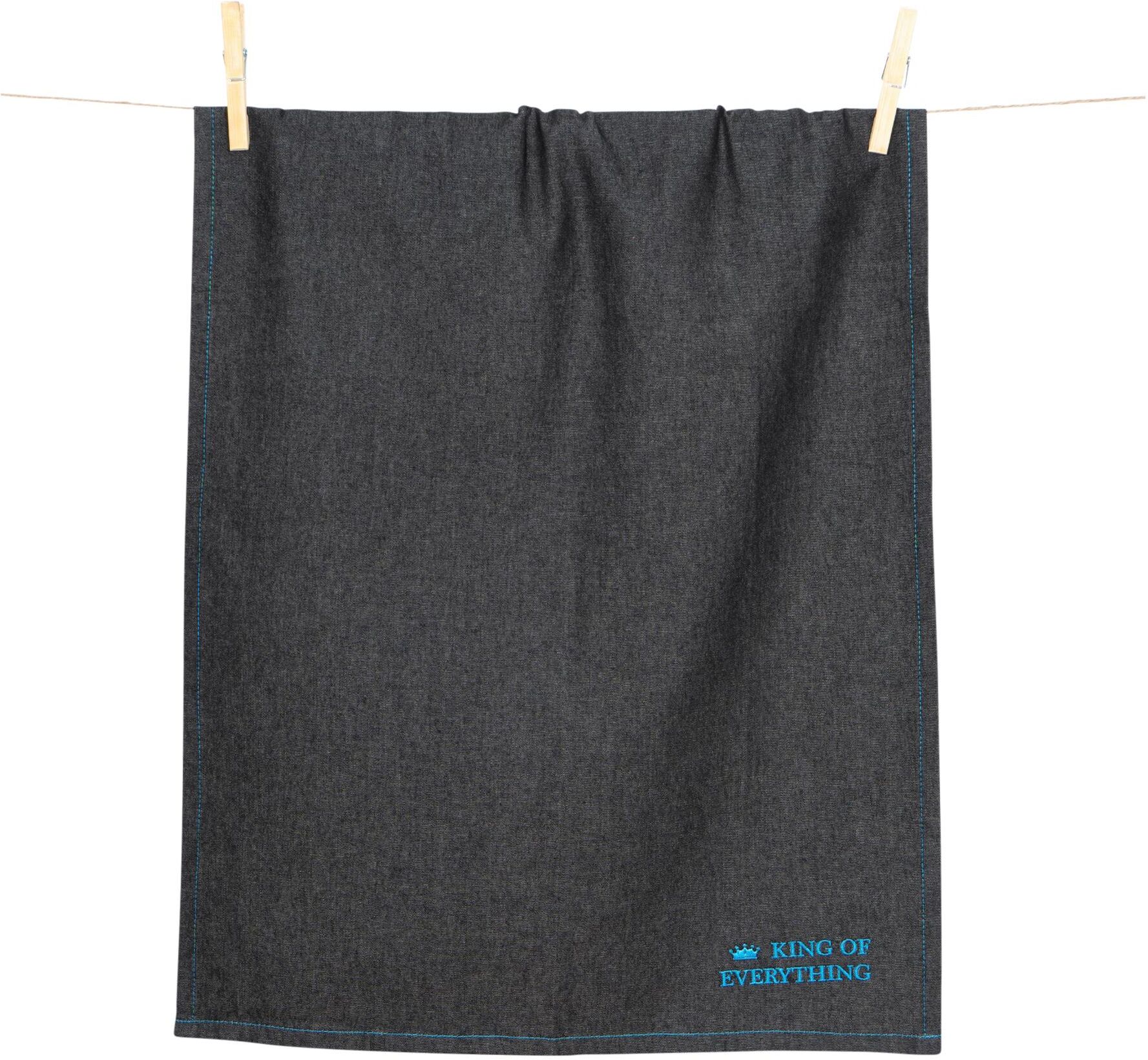 Geschirrtuch PAD "Denim, King of Everything", grau (schwarz), B:70cm L:50cm, Geschirrtücher, Geschirrtuch schwarz 2, Baumwolle