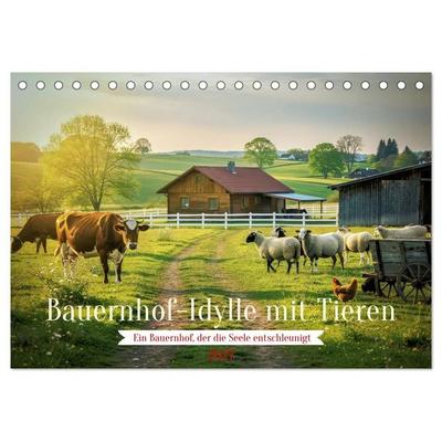 Bauernhof-Idylle mit Tieren (Tischkalender 2027 DIN A5 quer), CALVENDO Monatskalender