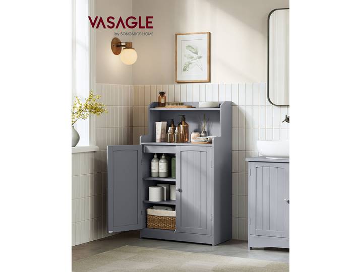 VASAGLE Meuble de Salle de Bain, Meuble de Rangement, Armoire, 2 Portes, 2 Étagères Réglables, pour Salle à Manger, Cuisine, Salon, 30 x 60 x 100 cm