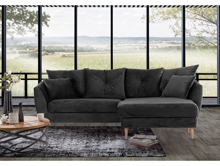 Ecksofa GUTMANN FACTORY, schwarz, B:210cm H:70cm T:156cm, 100% Polyester, Sofas, Ecksofa