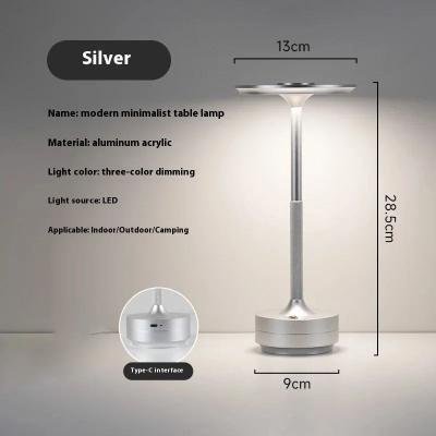 Uplift Picks Rechargeable Retro Touch Table Lamp With Stepless Dimming And Cordless Ambience silver changeable