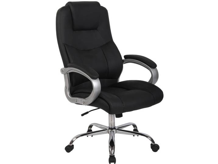 CLP Chefsessel Lederlook schwarz, Schwarz, Metall, 66x113x70 cm, Büromöbel, Bürostühle, Chefsessel