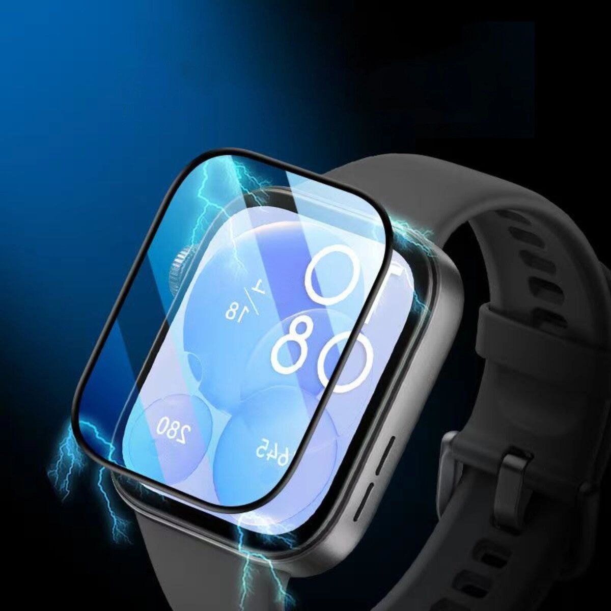 INF Protecteur d'écran PET incurvé plein écran (2 pièces) compatible avec Huawei Watch Fit 5 - Thermoformé, adhésion hydrogel