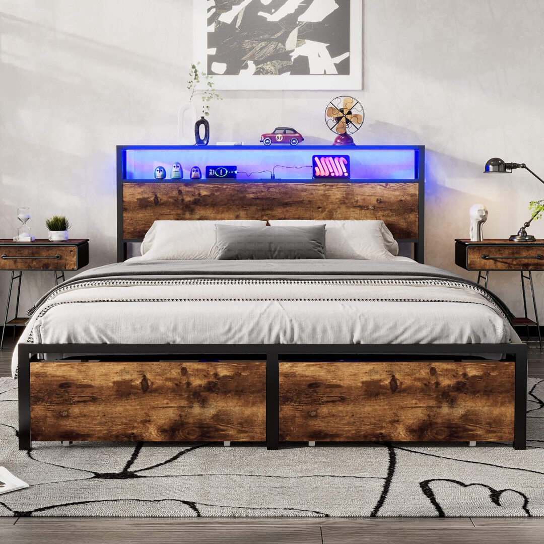 Rio Double (4'6) Bed Frame Black 105cm H X 135cm W X 207.5cm L