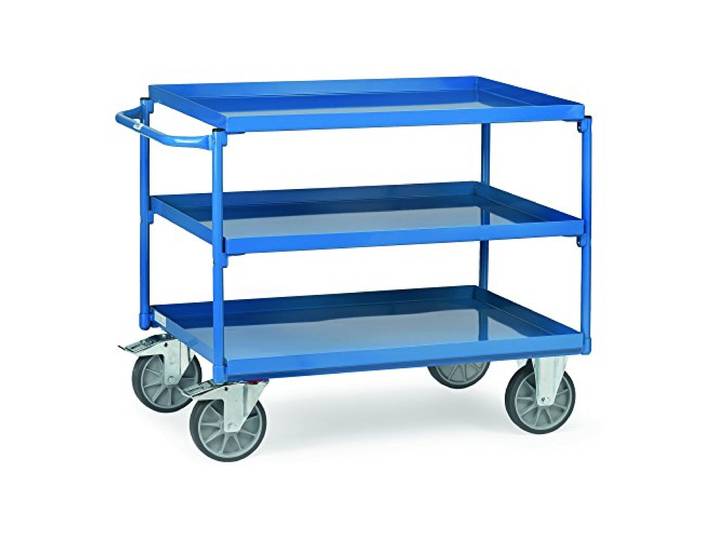 Fetra Transportgeräte mtphd832 Wagen Tablett Griff schräger Schneide, 3 mit Wulst 200 mm Rollen, 1000 mm x 700 mm Plattform