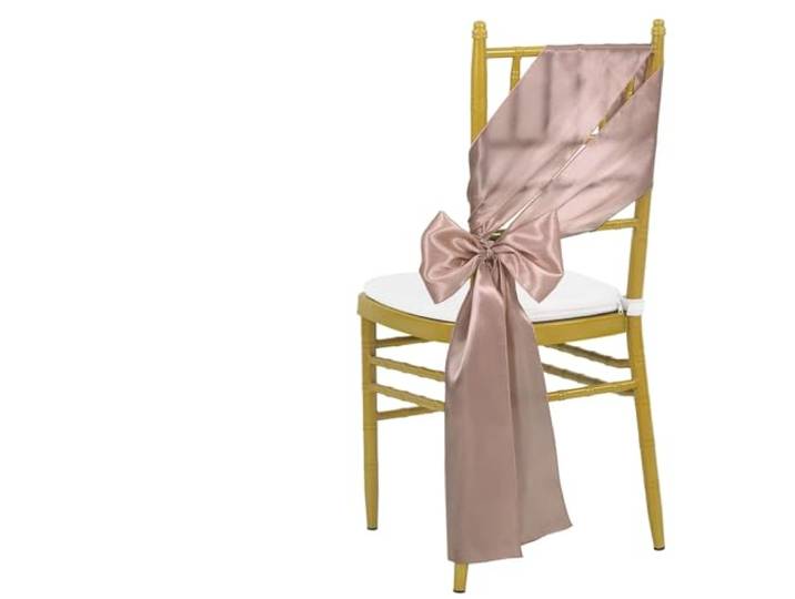 Stuhlschleifen für Hochzeiten 24PCS 17x275cm Himmelblau Satin Stuhl Schärpen Schleifen Abdeckung Bänder for Hochzeit Bankett Party Event Dekorationen(Brown)