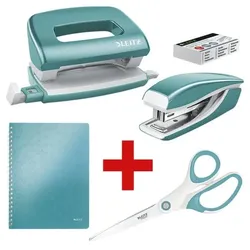 Leitz Starter-Set »WOW - Arbeitsplatzausstattung« (Locher, Heftgerät mit Heftklammern, blau