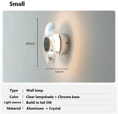 Uplift Picks Modern Round Crystal LED Wall Sconce small warm White (2700 3500k)
